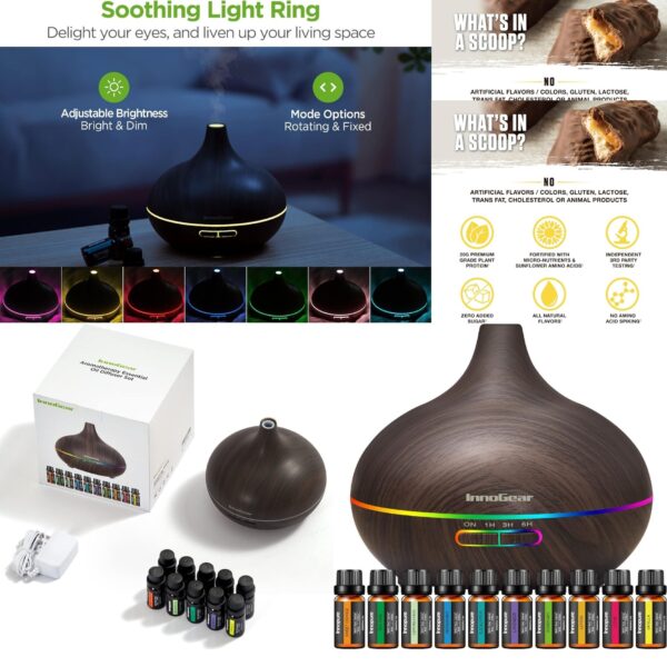 InnoGear Aromatherapy Diffuser & 10 Essential Oils Set - Image 3