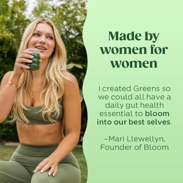 Bloom Nutrition Superfood Greens Powder, Digestive Enzymes with Probiotics and Prebiotics, Gut Health, Bloating Relief for Women, Chlorella, Green Juice Mix with Beet Root Powder, 30 SVG, Mango - Image 3